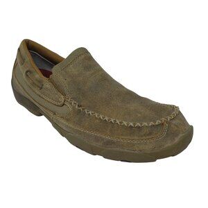 Twisted X Brown Leather Work Slip On Driving Moc Loafers